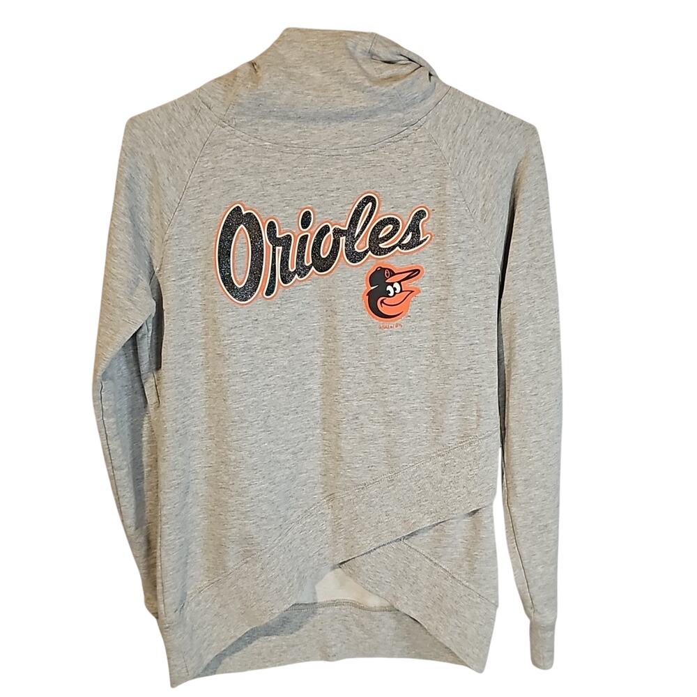 Girls Baltimore Orioles Cowl Neck Hoodie Sweatshirt Gray Youth XL